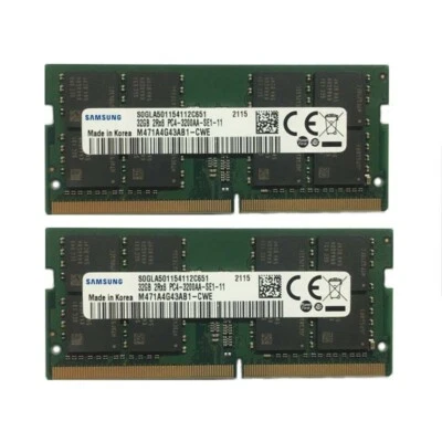 Samsung 2x32GB 2RX8 DDR4 PC4-3200AA PC4-3200MHz SO-DIMM Laptop Memory RAM& - Image 1 of 3