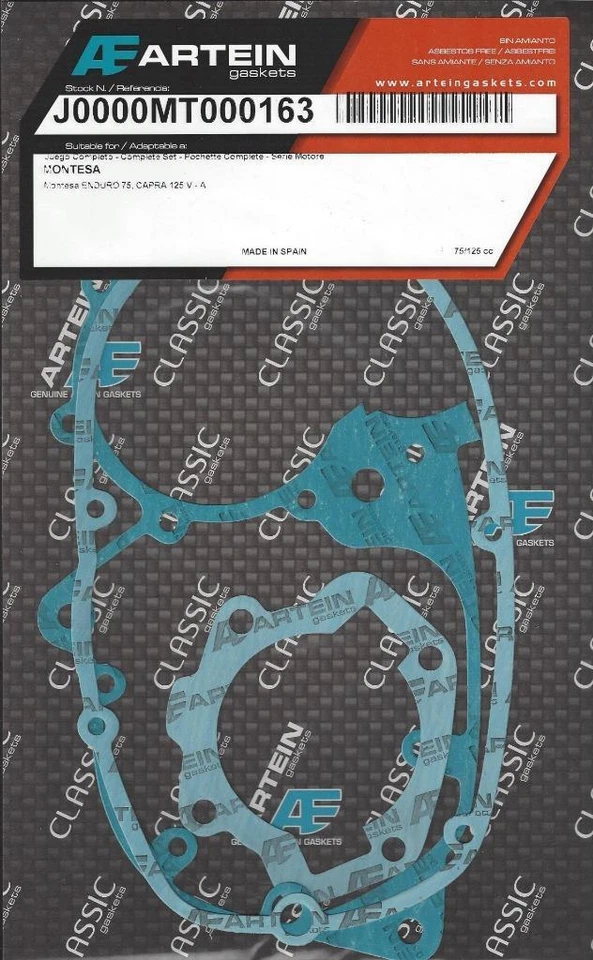 1975-1976 Montesa Capra 125 VA, Enduro 75cc, Juego de juntas, Hecho en España MT000163 Foto 1 de 1