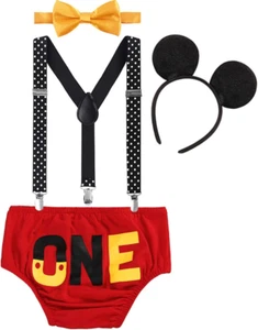 Baby Boys First Birthday 1St/2Nd/3Rd Costume Cake Smash Outfits Y Back Suspender - Picture 1 of 12