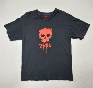 Vintage Zero T-Shirt Youth XL Mens Small Black Skull Graphic Skateboard Y2K - Picture 1 of 10