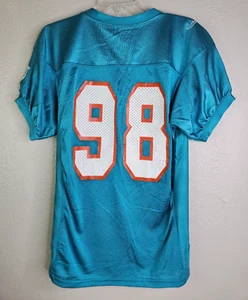 Vintage Riddell Dolphins Jersey Youth Medium #98 Factory Direct Frisco Football - Picture 1 of 15