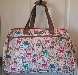 Lily Bloom 22 Inch Carry-on, Soft-sided Rolling Duffel Bag Giraffe Park NWOT - Picture 1 of 19