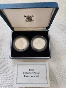 1989 Great Britain 2 Pounds Silver Proof Set Bill of Rights & Claim of Right bg - Picture 1 of 1