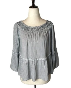 Camisa Top American Eagle Outfitters Mujer Pequeña Azul Blanco Rayas Hombro Descubierto - Imagen 1 de 9