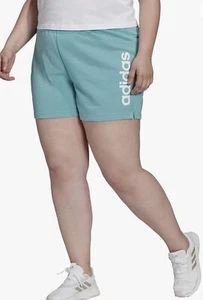 Adidas Women's Essentials Slim Logo Shorts Mint Ton/White H07878 Plus Size 4X - Picture 1 of 10