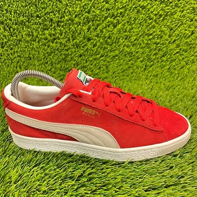 Puma Suede Classic 21 Risk Red White Boys Size 7Y Walking Shoes Sneakers - Image 1 of 4