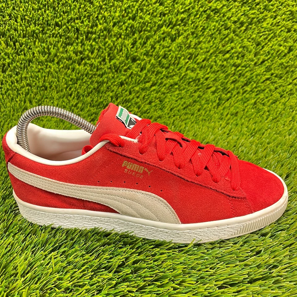 Puma Suede Classic 21 Risk Red White Boys Size 7Y Walking Shoes Sneakers - Image 1 of 4