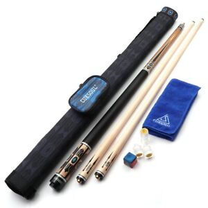 CUESOUL 58" 19oz DS Maple Pool Cue Stick Set with 2 Shaft,13mm Tip with Cue Case