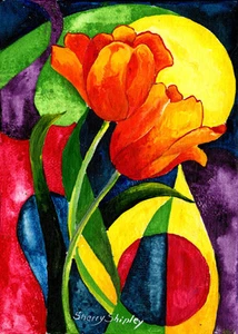 SUN TULIPS 8X10 FLOWER print by Artist Sherry Shipley - Picture 1 of 1