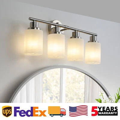 Vaidade 24"" 4 lâmpadas de níquel com abajur de vidro para banheiro espelho luminária de parede - Imagem 1 de 4