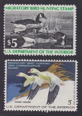 US RW43-RW44 $5 Duck Hunting Mint VF-XF OG NH SCV $25 - Image 1 of 2