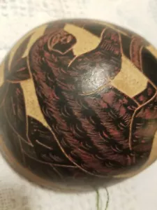 Gourd, Carving Hand Painted PARR0T & SLOTH, Wall Art - Picture 1 of 2