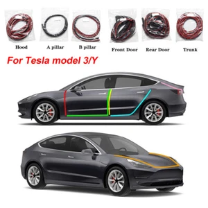 For Tesla Model 3 Y Car Door Seal Strip Kit Rubber Weatherstrip Auto Trunk Hood - Foto 1 di 23