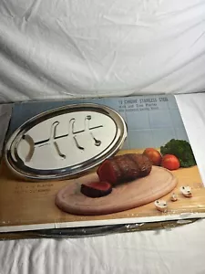 18” Chrome Stainless Still Well And Tree Platter With Hardwood Carving Board - Picture 1 of 6