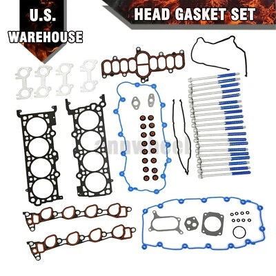 Head Gasket Set 4.6L SOHC Bolts Fits 97-99 Ford E250 E350 Econoline F150 Lincoln - Image 1 of 4