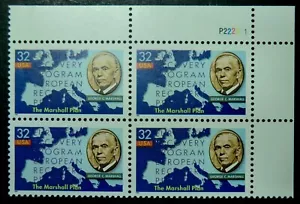 3141 MNH 1997 32c Marshall Plan PB George C. World War II General of the Army - Picture 1 of 1