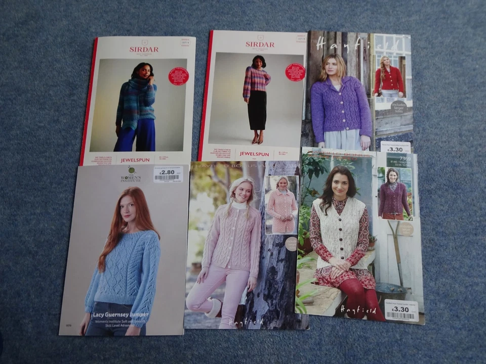 Hayfield & Sirdar Knitting Pattern Lady's Aran Round/V-Neck/Collar Sweaters - Image 1 of 4