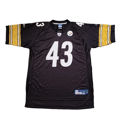 Camiseta deportiva para hombre Reebok Pittsburgh Steelers Troy Polamalu #43 extra grande negra años 90 Foto 1 de 4