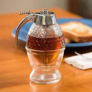 No Drip Honey Pot with stand Sealed Acrylic Honey Dispenser Kitchen - Picture 1 of 12