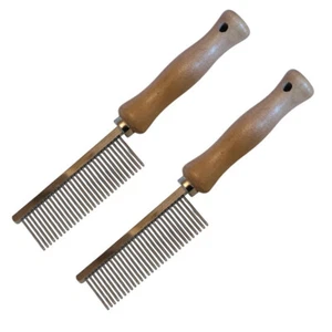 2 Stück Hunde Kamm mit Holzgriff, 30 Zinken, 18 cm lang, Hund Katze - Bild 1 von 1
