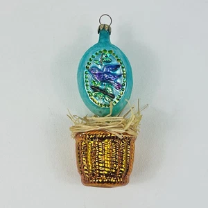 VTG Blue Bird in Nest Ornament Mercury Glass Christmas Germany Lauscha MCM RARE - Picture 1 of 10