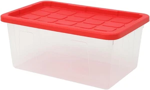 Schwerlast 15 Gallonen Kunststoff Aufbewahrungsbehälter mit Druckknopf roter Deckel - klar stapelbar Org - Bild 1 von 7
