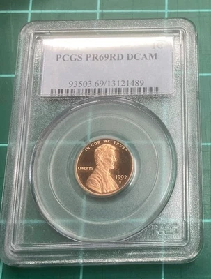 1992 S Lincoln Cent Proof PR69RD DCAM, Great Luster And Appeal!! - Image 1 of 2