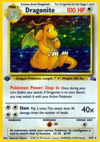Heavy Play x 1 Dragonite - 4/62 - Holo Raro - 1ª Edición Fósil - 1ª Edición - Foto 1 de 1