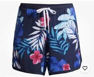 Ladies L 12-14 Summer Pajamas Sleep Shorts Bottoms Pockets Hawaiian Print - Picture 1 of 4