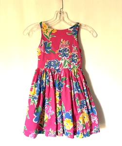 POLO Ralph Lauren Girls Dress 6 Pink Sleeveless Aline Knee Floral Lined - Picture 1 of 11