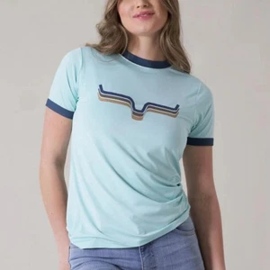 Kimes Ranch | Rhythm Ringer Tech Tee Performance KR Blue T-Shirt, Womens Medium - Picture 1 of 7