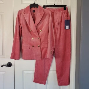 Rowing Blazers x Target Rose Pink Corduroy Double Breasted Pant Suit Blazer Set - Picture 1 of 12