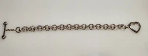 925 Sterling Silver Heart Bracelet Italy 7.5" 17 Grams - Picture 1 of 8
