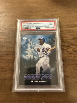2023 Topps x Bob Ross Sammy Sosa Peaks Power #PK-2 Prussian Blue 45/50 PSA 9 - Image 1 of 3