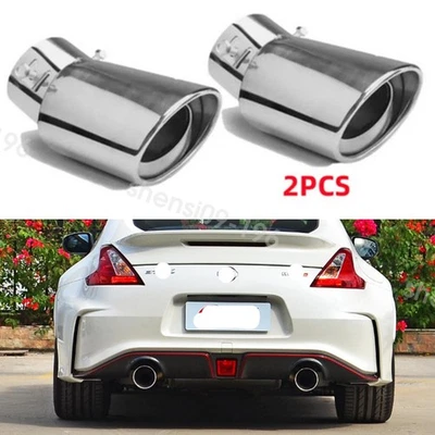 2PC Exhaust Pipe Tip Rear Tail Throat Muffler StainlessSteel For Nissan Versa S Foto 1 de 4