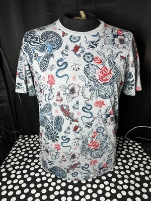 ETRO серый пейсли змеи розы геометрический хлопок ворота футболка - Sz. XL - Изображение 1 из 3
