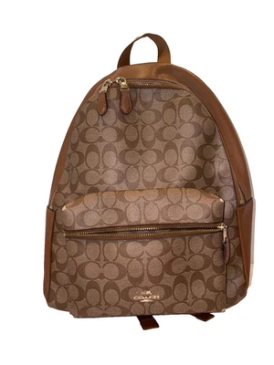 WOMENS COACH SIGNATURE LOGO PVC & LEATHER BACKPACK BROWN RUCKSACK - Image 1 of 4