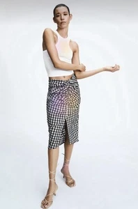 Falda Zara Midi Negra Blanca Guinga Talla S Pequeña Hecha en Turquía - Imagen 1 de 7