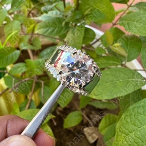 Anillo de plata de ley 925 corte redondo moissanita color D 4 TWC IF certificado GITL - Imagen 1 de 6