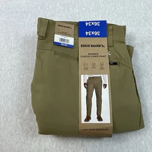 Pantalones forrados de lana Eddie Bauer para hombre 36 X 34 elásticos repelentes al agua clásicos tostados - Imagen 1 de 10