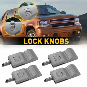 4PCS Door Lock Knobs Front/Rear Ebony For Chevy/GMC 07-13 Silverado/Sierra - Foto 1 di 9