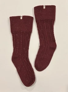 Calcetines de cabina UGG tejidos con cable para mujer rojo jaspeado zapatilla bota salón acogedor invierno - Imagen 1 de 7