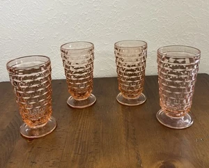 4 bicchieri da tè vintage Indiana Glass Colony Whitehall rosa pesca bordo dritto - Foto 1 di 5