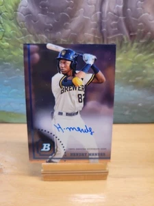 2022 Bowman Heritage #CPA-HM Hendry Mendez Chrome Auto Brewers On-card - Picture 1 of 2