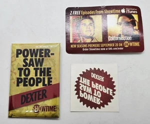 SDCC EXCLUSIVE SHOWTIME DEXTER POWER - SAW TO THE PEOPLE PIN & TATTOO SET RARE - Picture 1 of 5
