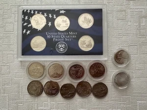 2004 United States Mint 50 State Quarters Proof 5-Coin SET plus 11 Extra Coins - Bild 1 von 13