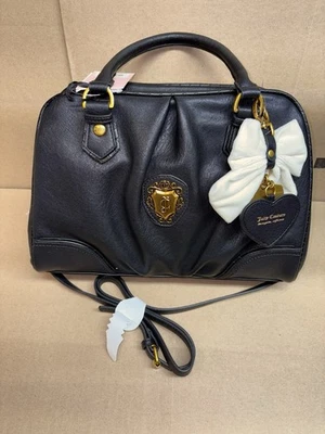 Juicy Couture Juicy Romance Satchel Black Liquorice Bow Crossbody Bag Purse New - Image 1 of 4