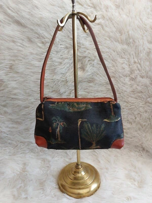 Vintage Tommy Bahama Canvas Tapestry Palm Tree Pattern Hobo Bag - Image 1 of 4