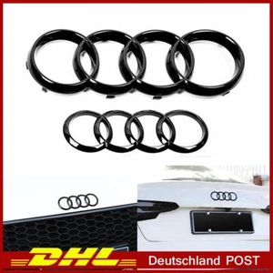 2x Schwarz Vorne+Hinten Emblem 273+193mm Für Audi A1 A3 A4 Motorhaube Heckklappe - Bild 1 von 2