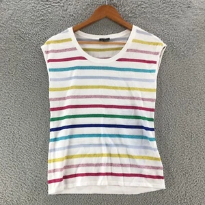 Talbots Sleeveless Sweater Knit Top Womens Small Petite White Metallic Striped - Picture 1 of 13